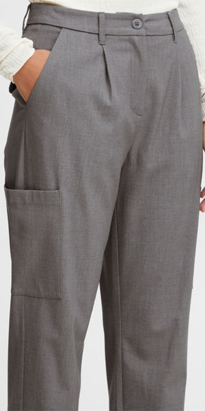 B.Young Cargo Trousers, Heathered Grey - Bergstrom Originals