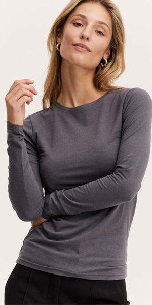 B.Young Long Sleeved Top, Dark Grey - Bergstrom Originals