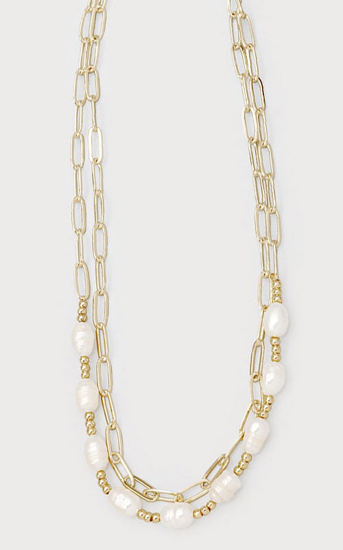 Gold and Pearl Layered Necklace