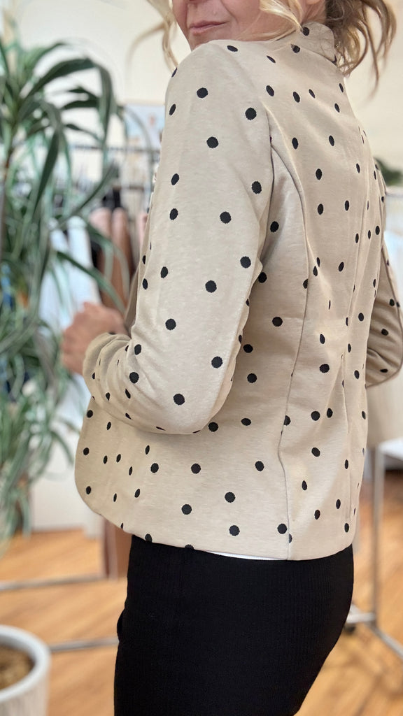 B.Young Polka Dot Ponte Knit Blazer