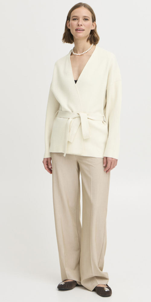 B.Young Belted Cardigan, cream