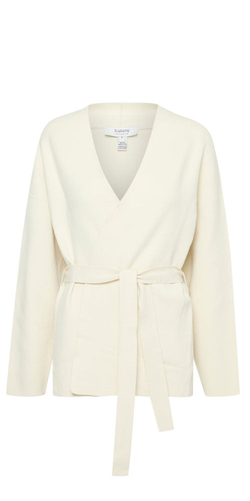 B.Young Belted Cardigan, cream