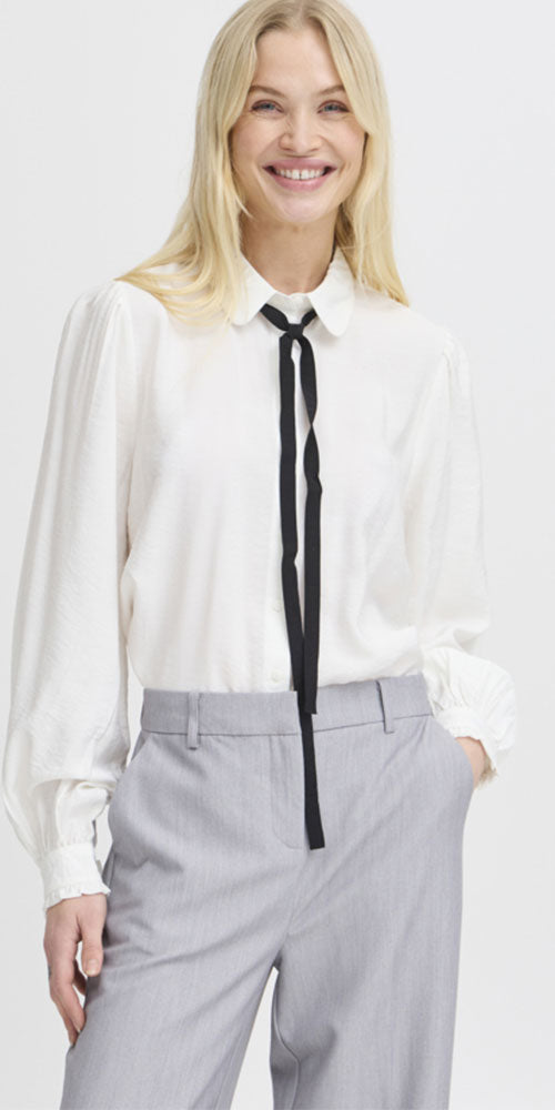 B.Young Black Bow Tie Blouse