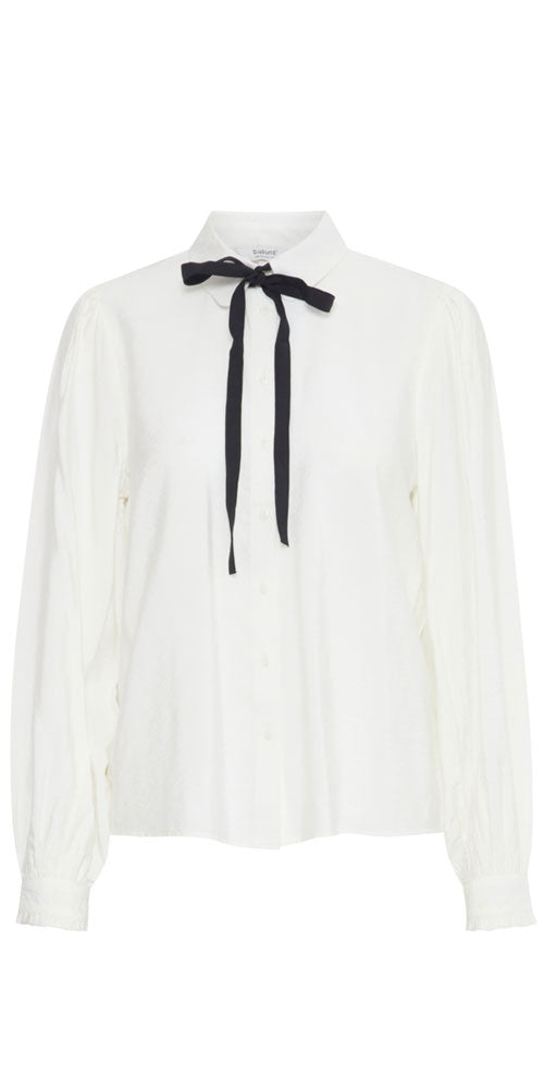 B.Young Black Bow Tie Blouse