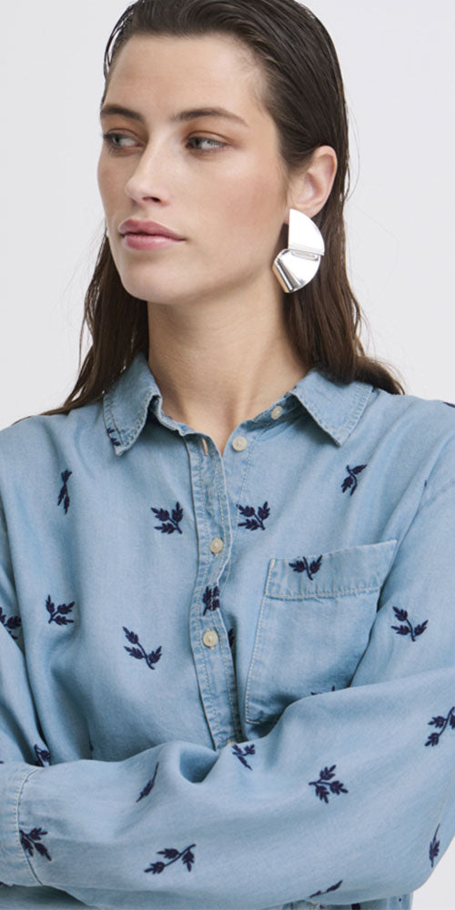 B.Young Embroidered Denim Shirt