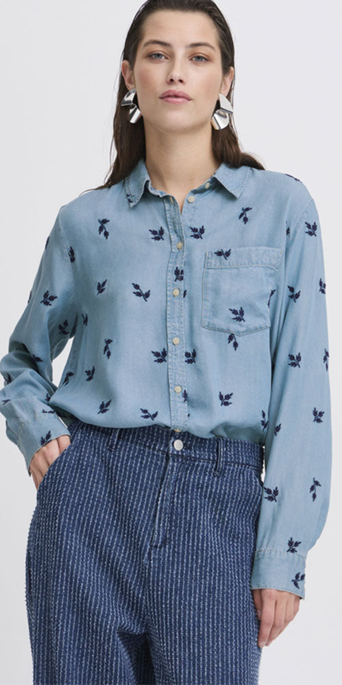 B.Young Embroidered Denim Shirt