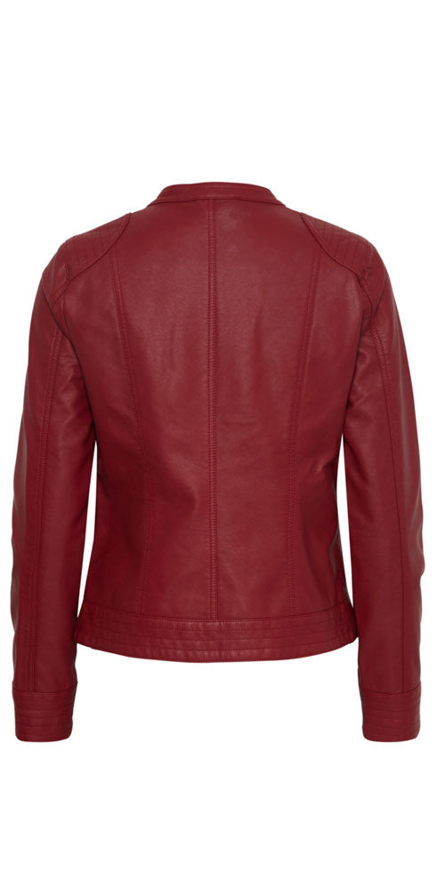 B.Young Faux Leather Jacket, cranberry