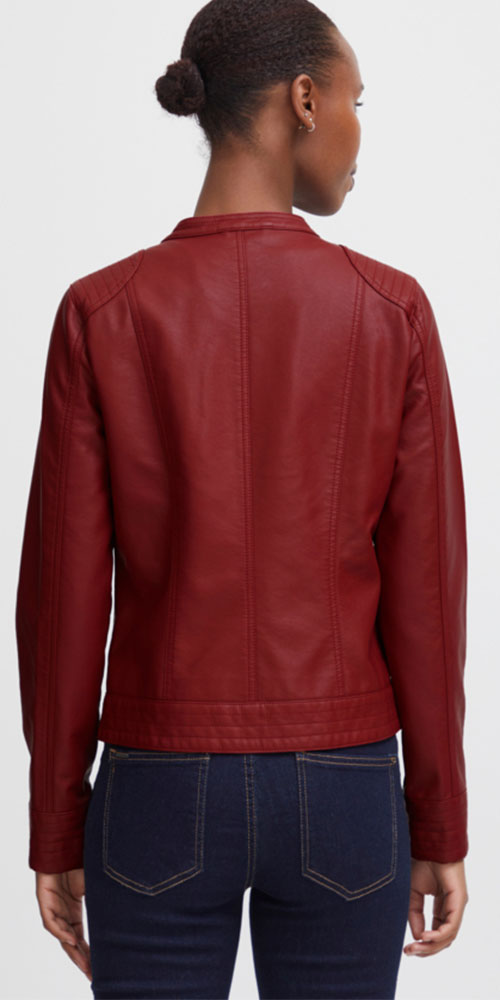 B.Young Faux Leather Jacket, cranberry