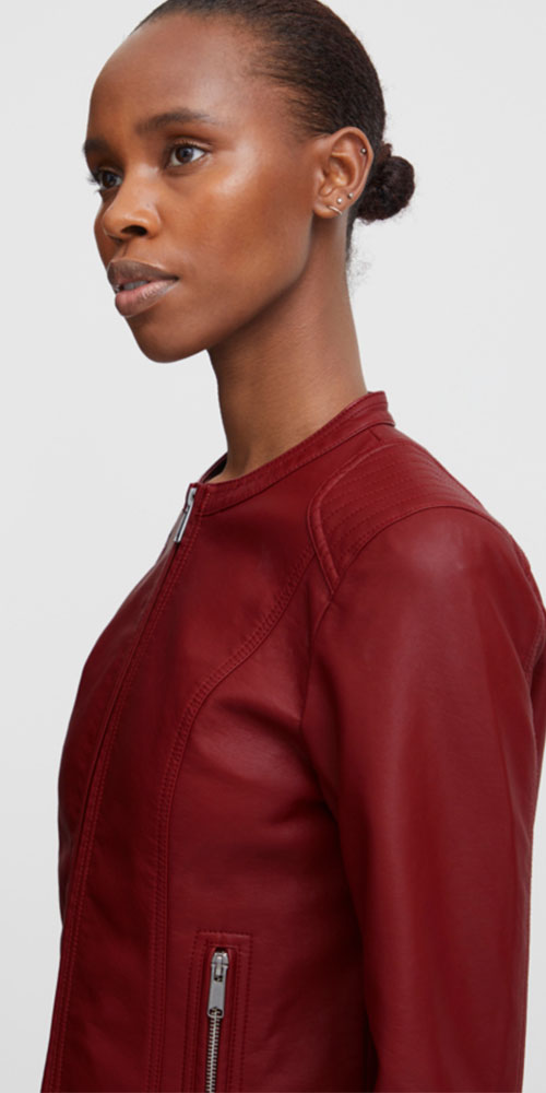 B.Young Faux Leather Jacket, cranberry