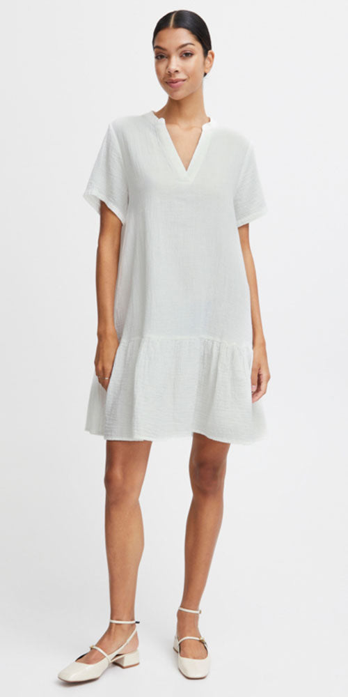 B.Young Loose Cotton Dress, white