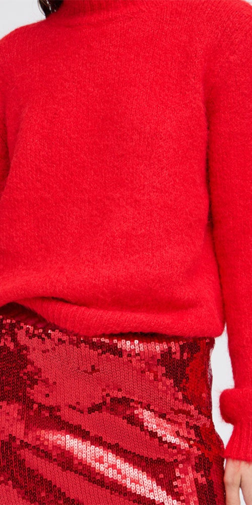 B.Young Mock Neck Sweater, red