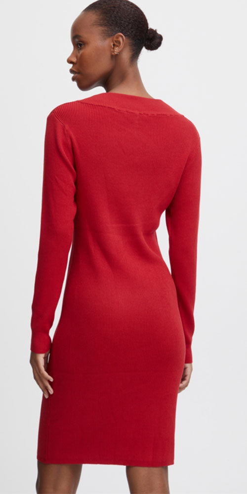 B.Young Ribbed Dress, red