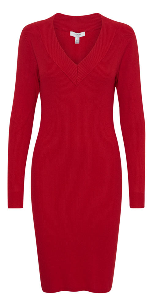 B.Young Ribbed Dress, red