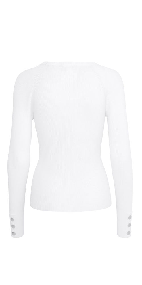 B.Young Ribbed Raglan Sweater, white