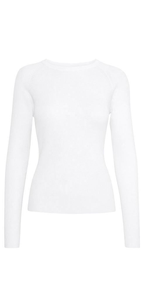 B.Young Ribbed Raglan Sweater, white