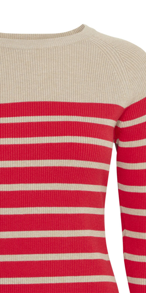 B.Young Ribbed Raglan Sweater, red/tan