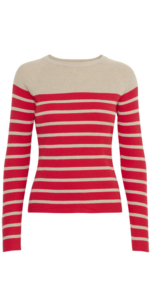 B.Young Ribbed Raglan Sweater, red/tan