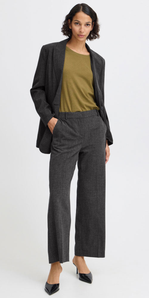 B.Young Cropped Wide Trousers, charcoal