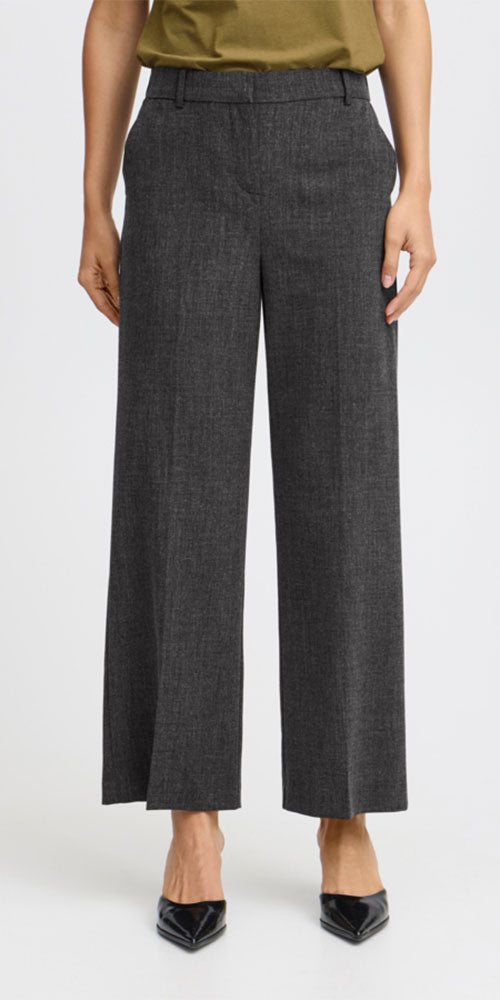 B.Young Cropped Wide Trousers, charcoal