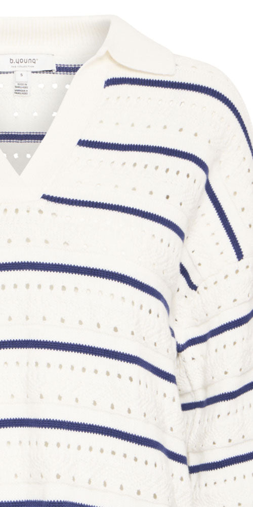 B.Young Striped Polo Sweater