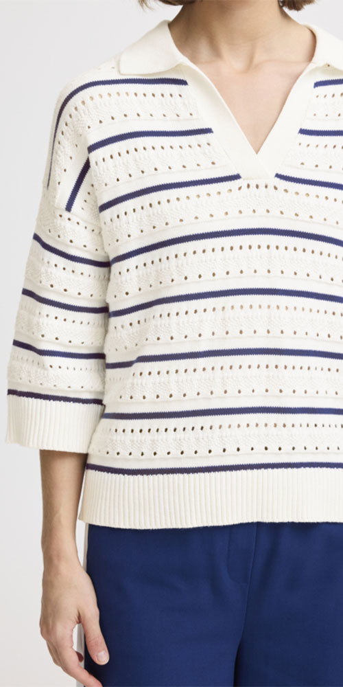 B.Young Striped Polo Sweater