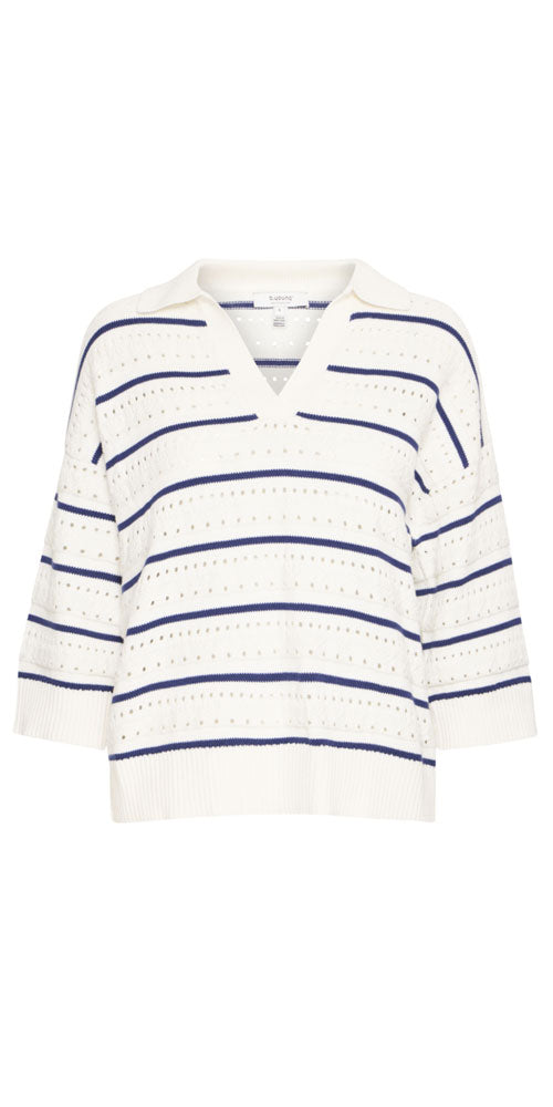 B.Young Striped Polo Sweater