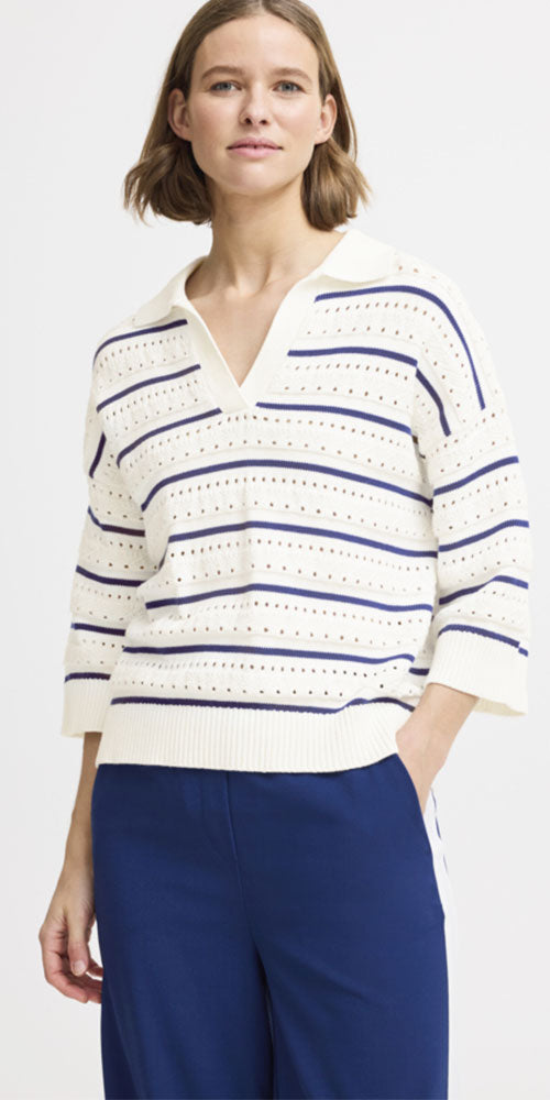 B.Young Striped Polo Sweater