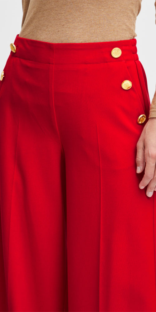 High Waisted Red Pants, Red Trousers, High Waisted Wide Leg Pants