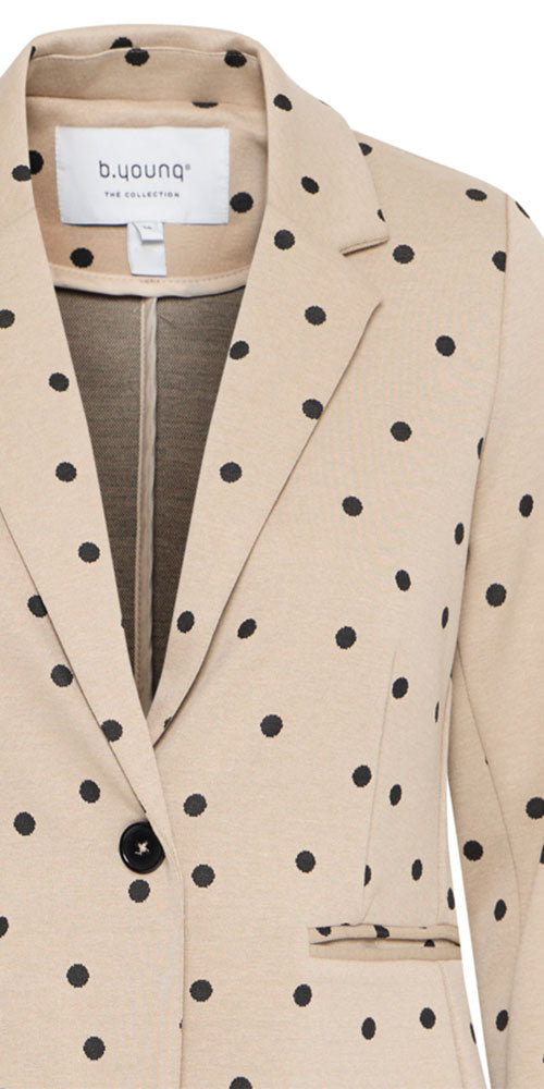 B.Young Polka Dot Ponte Knit Blazer