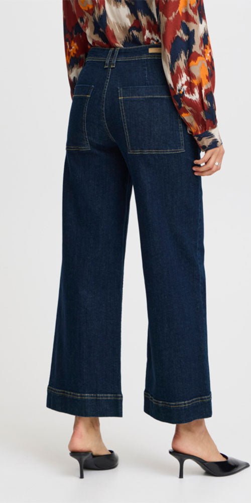 B.Young High waisted Wide Jeans, dark indigo