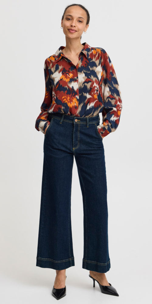 B.Young High waisted Wide Jeans, dark indigo