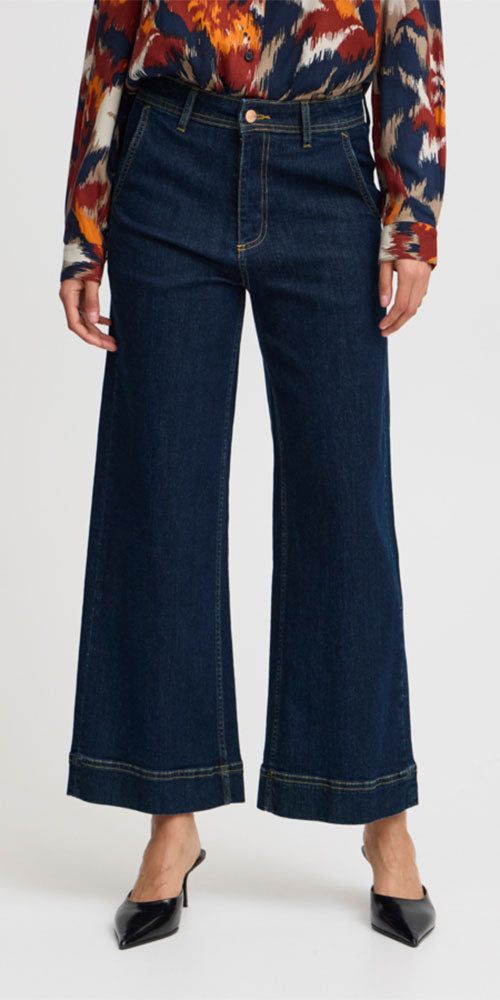 B.Young High waisted Wide Jeans, dark indigo