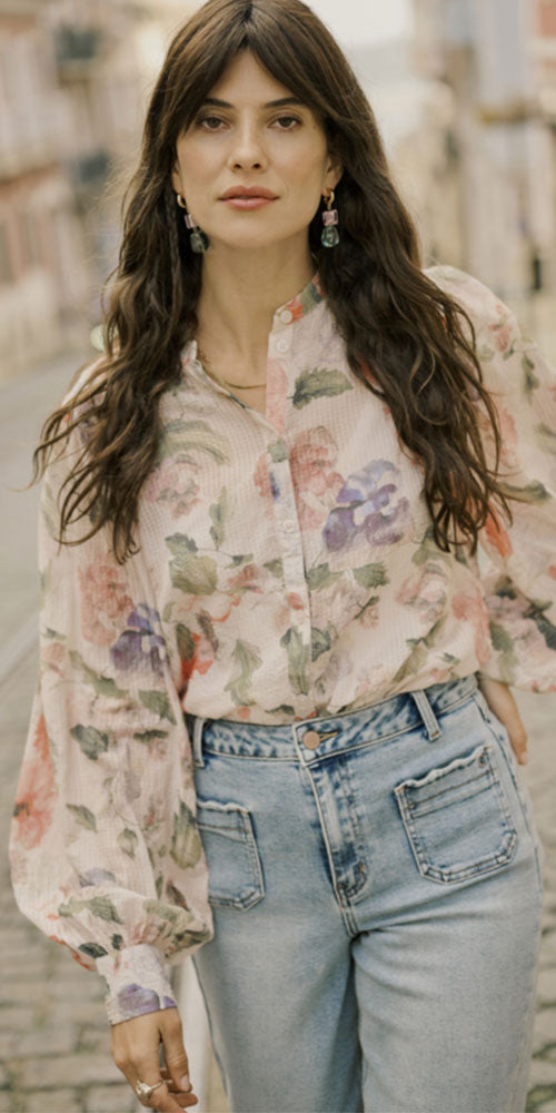 Cream Floral Print Blouse