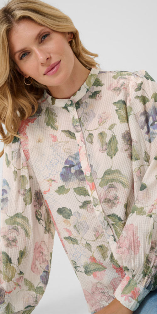 Cream Floral Print Blouse