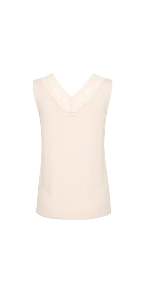 Cream Lace Trim Tank, creamy stone