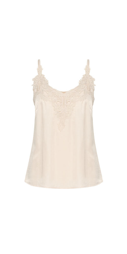 Cream Lace Trim Cami, creamy stone