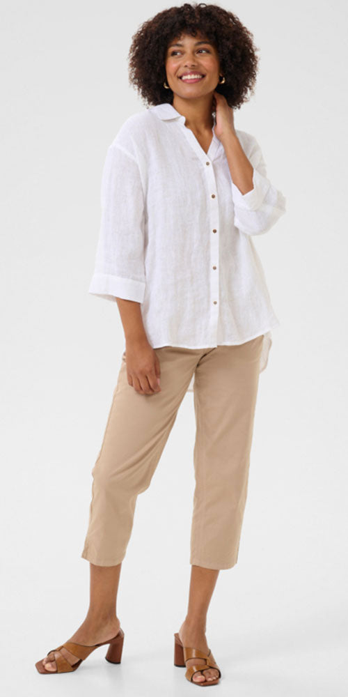 Cream Linen Shirt, white