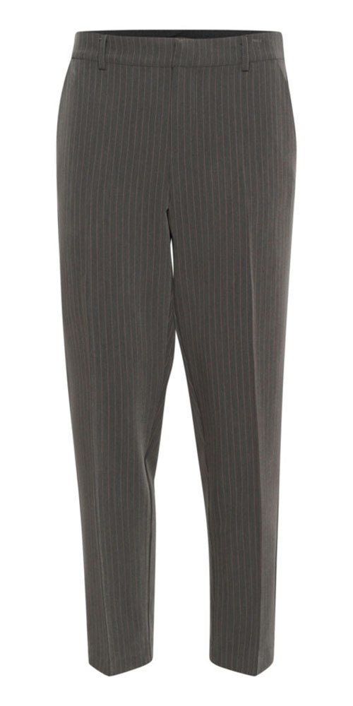 Cream Slim Cropped Trouser, grey pinstripe