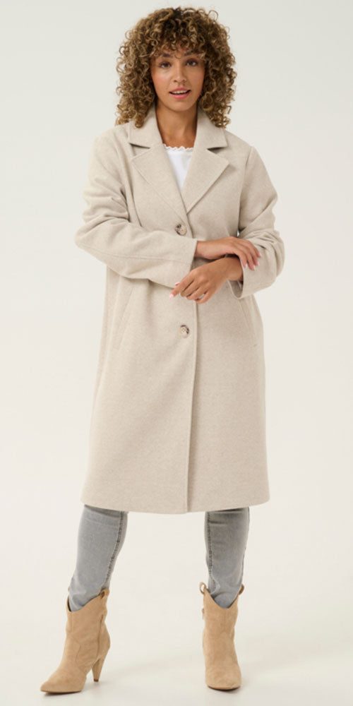 Cream Straight Relaxed Fit Coat