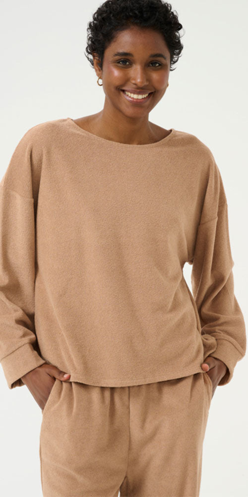 Cream Terry Fleece Pullover