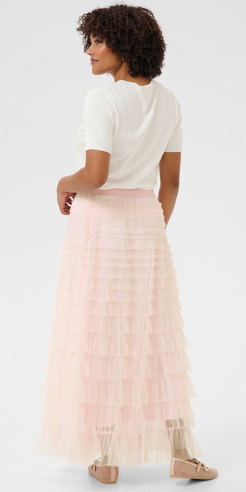 Cream Tulle Skirt, pink