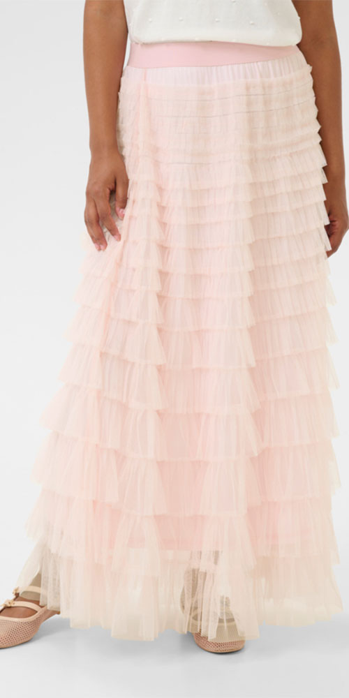 Cream Tulle Skirt, pink