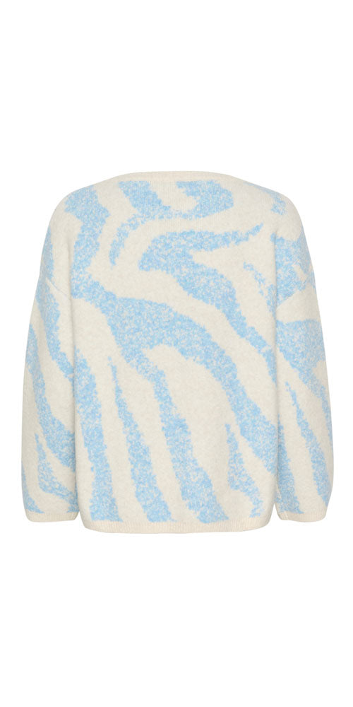 Cream Zebra Sweater, ice blue