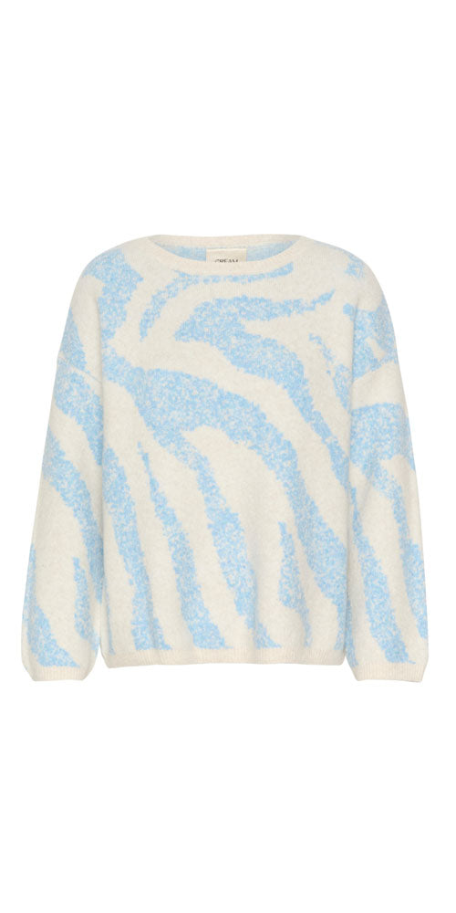 Cream Zebra Sweater, ice blue