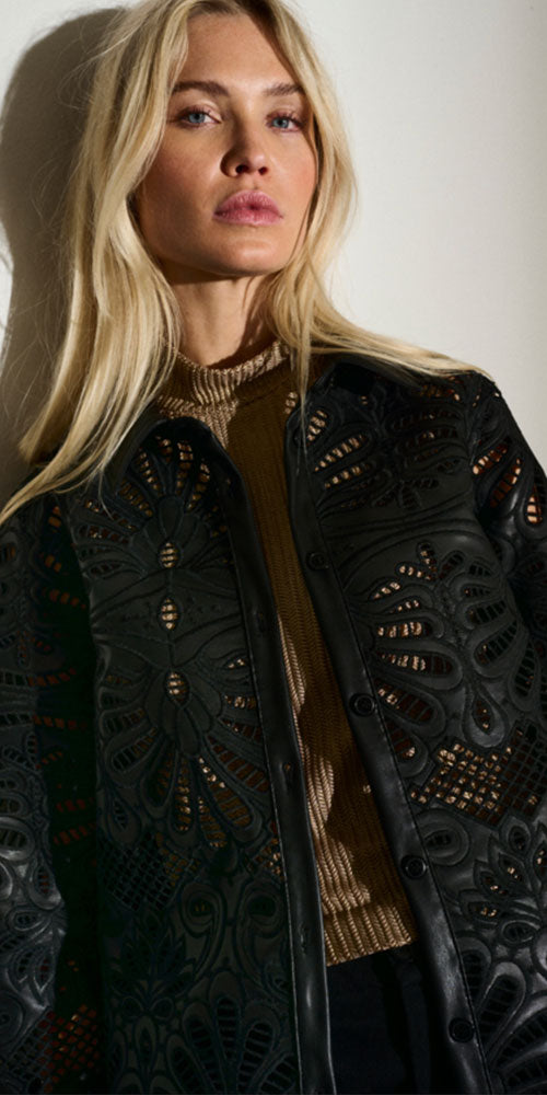 Culture Laser Cut Shirt Jacket