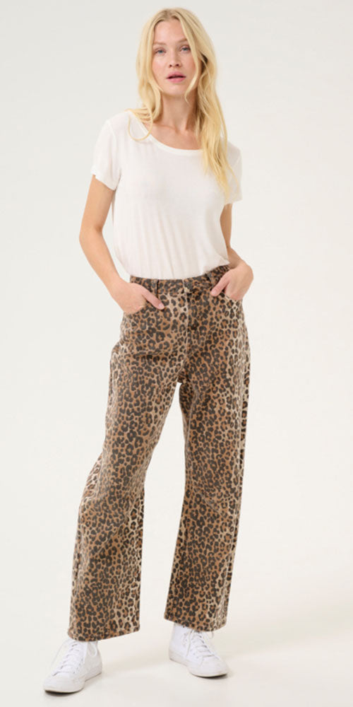 Culture Leopard Print Barrel Jeans