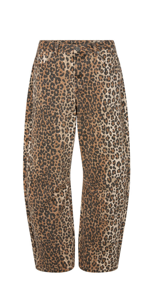 Culture Leopard Print Barrel Jeans