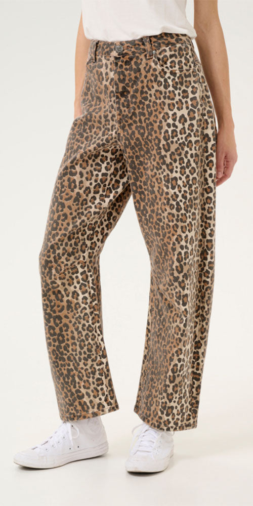 Culture Leopard Print Barrel Jeans