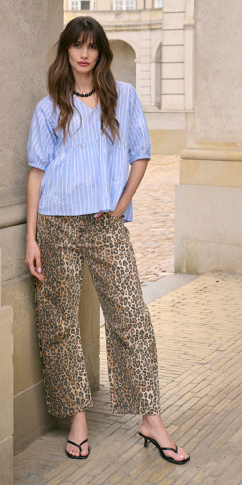 Culture Leopard Print Barrel Jeans