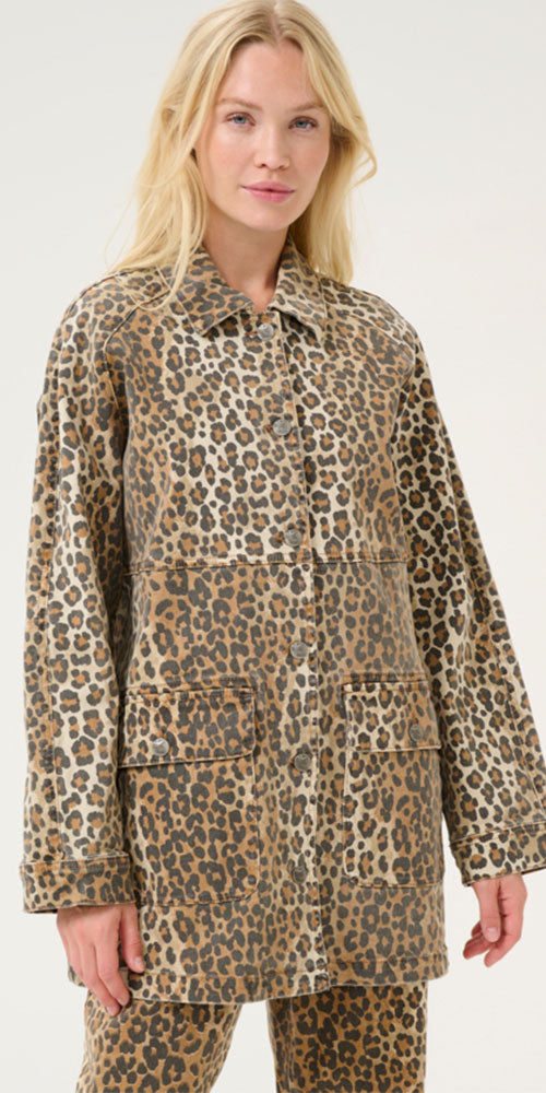 Culture Leopard Print Denim Jacket